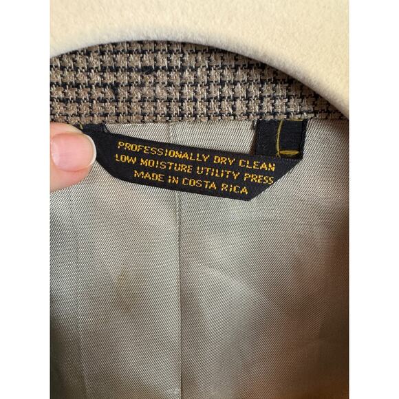 NINO CERRUTI beige black check houndstooth 100% silk mens jacket blazer 42R - Picture 2 of 11